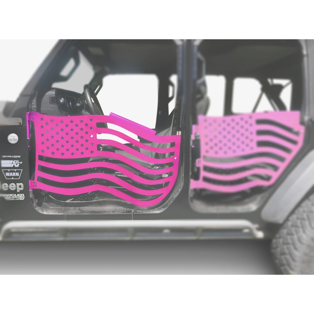 Doors, Trail American Flag Front Doors Hot Pink for Wrangler JL 2018 to  Present
