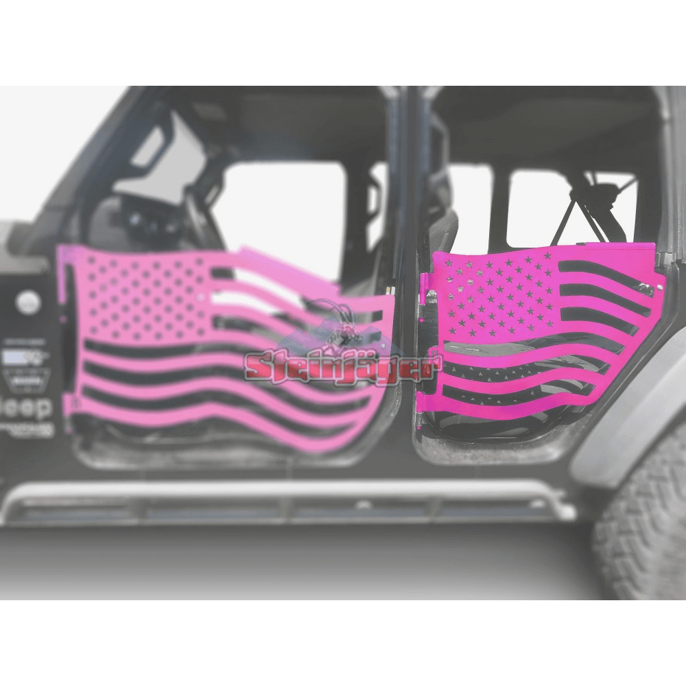 Doors, Trail American Flag Rear Doors Hot Pink for Wrangler JL 2018 to  Present